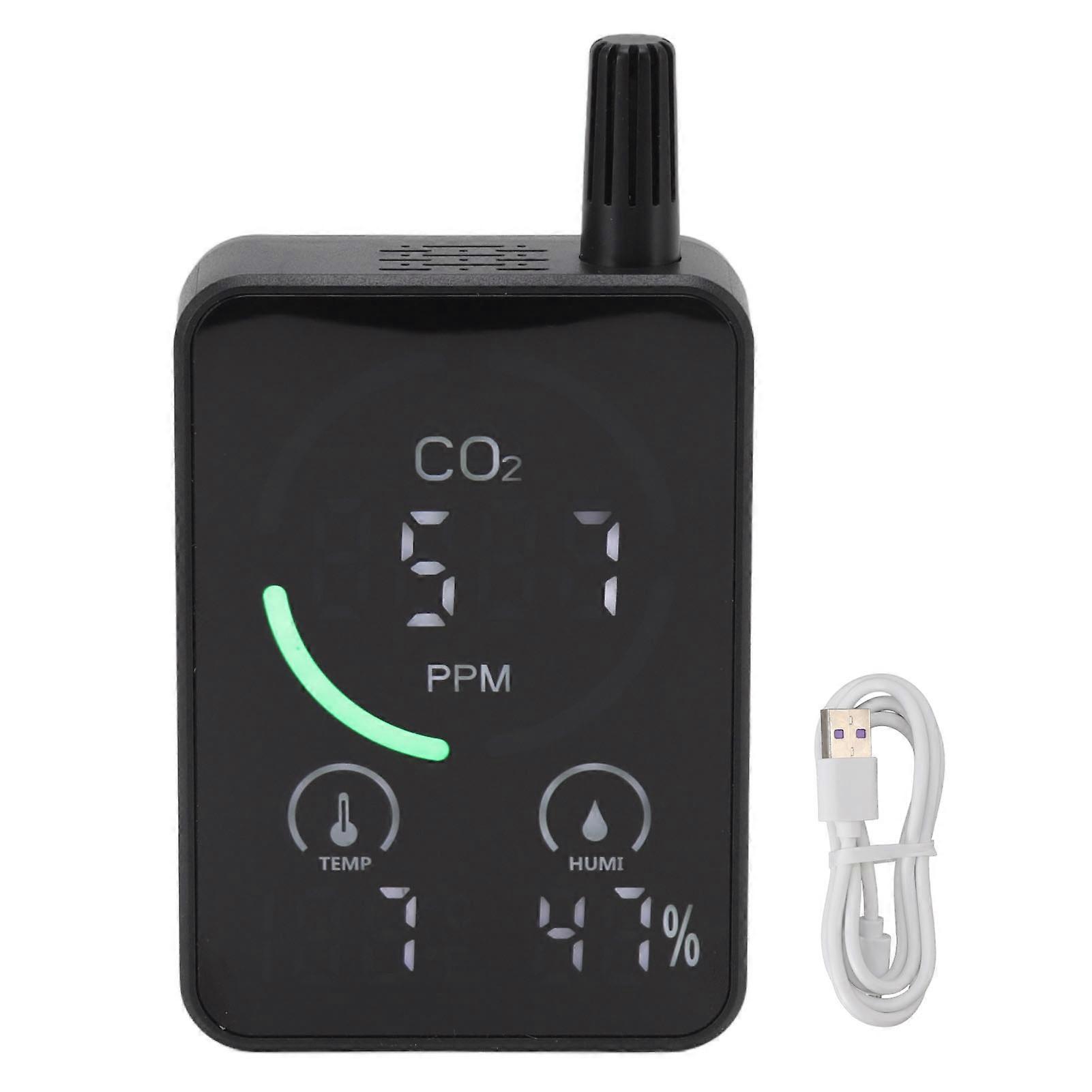 Carbon Dioxide Detector Black Far Infrared Air Quality Monitor with Temperature Humidity Testing for Home NO.1800