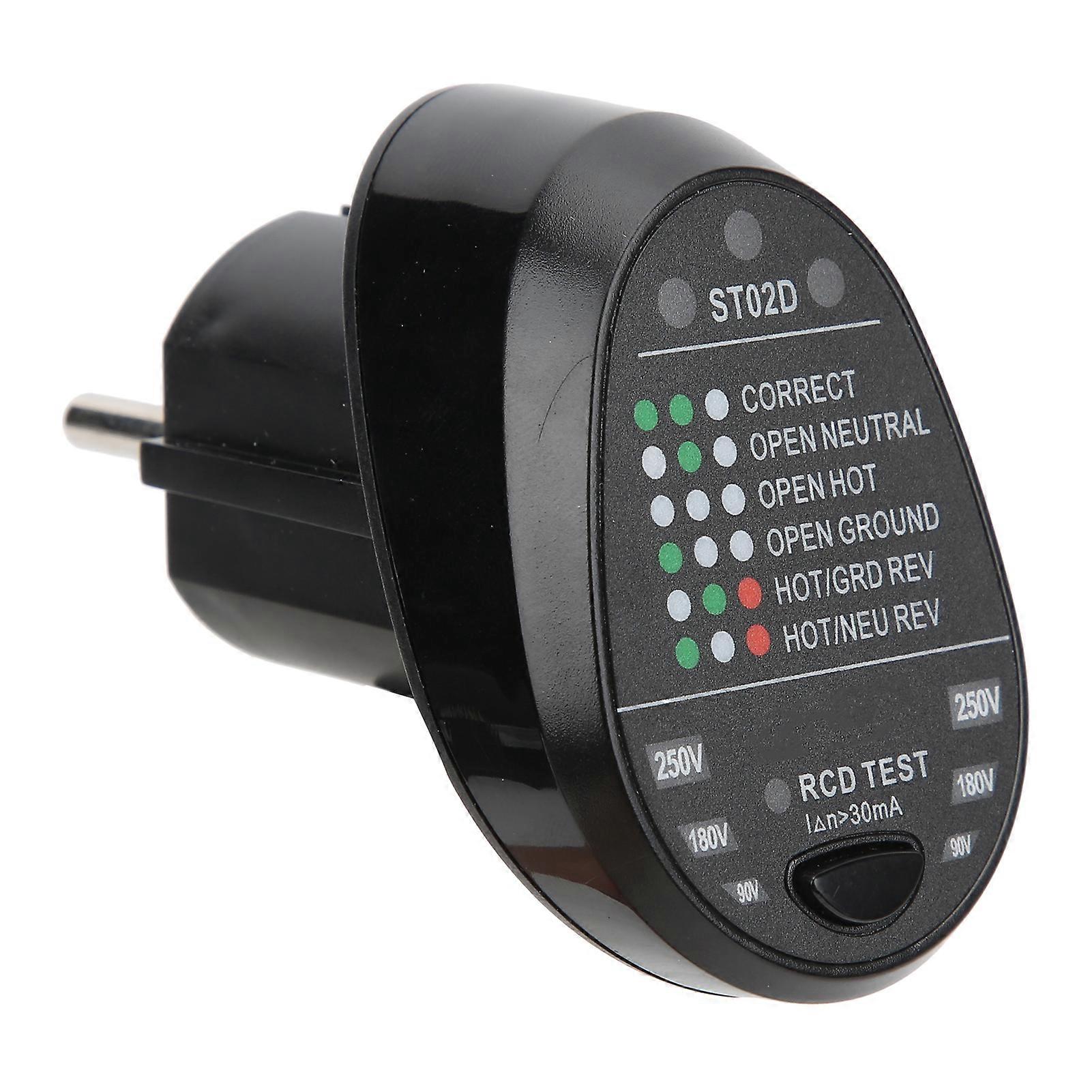 ST02D Electric Socket Tester Circuit Polarity Detector Mains Fault Checker EU Plug 100?240V