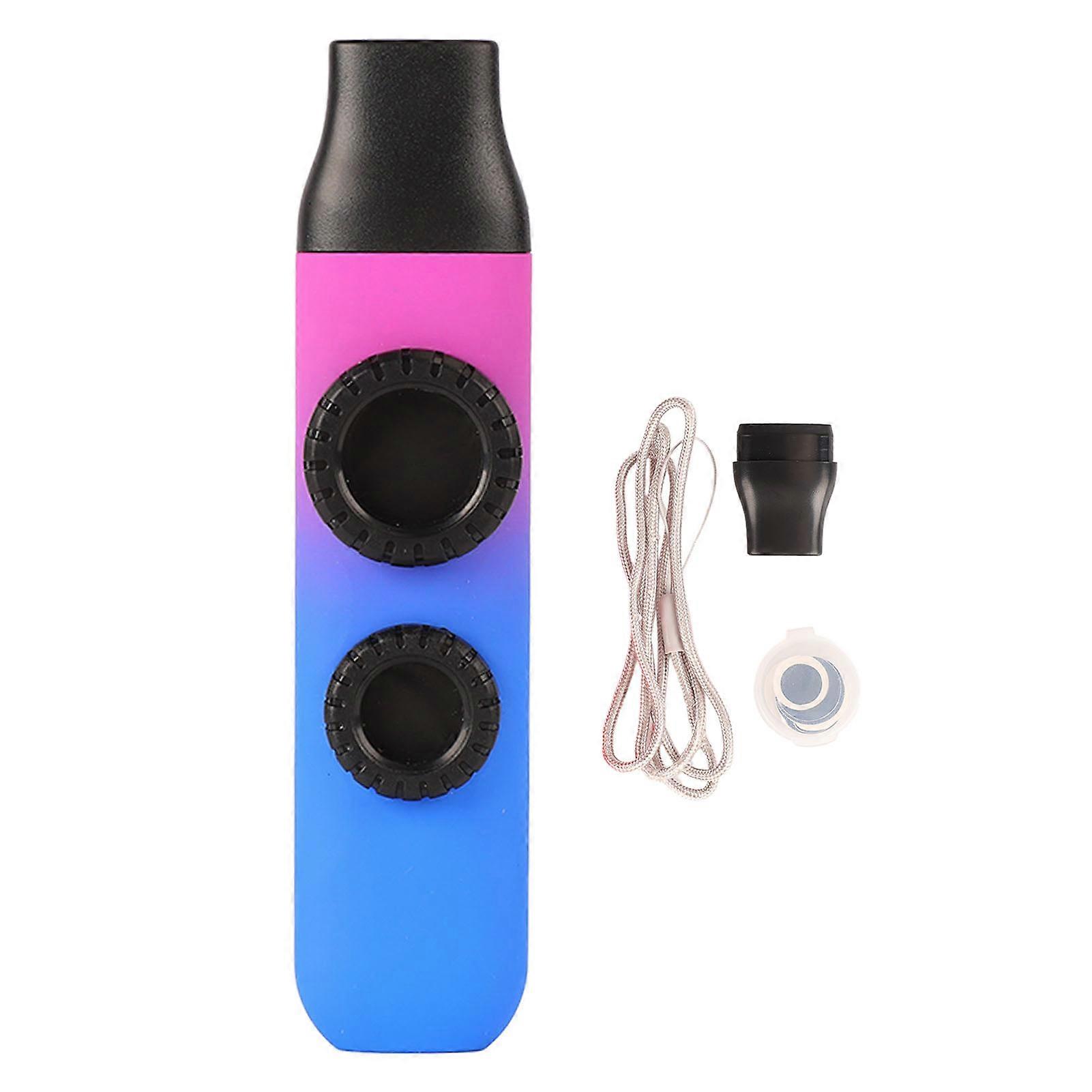 Kazoo البلاستيك المهنية لهجة موسيقية قابلة للتعديل مع 10 قطع الفلايت أغشية للقيثارة الكمان الجلد نسيج الأزرق الأرجواني التدرج