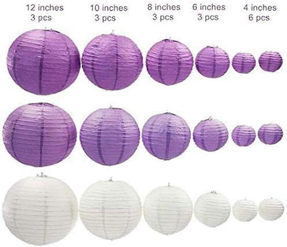 Round Colorful Paper Lanterns, 18pcs (Gold)