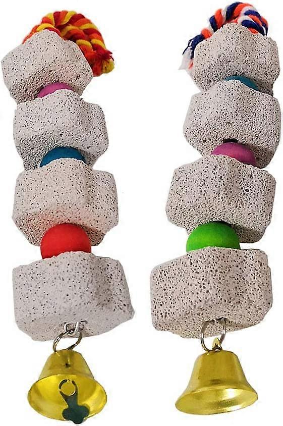 2pcs Bird Chew Toys Mineral Bird Beak Sharpening Stone for Parrot Parrot Macaw (Pearl Color Random)