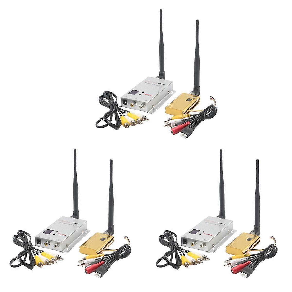 3X Wireless FPV Transmitter+Receiver 1.2Ghz 1500MW 8CH AV Sender TV Audio Transmitter for QAV250 25
