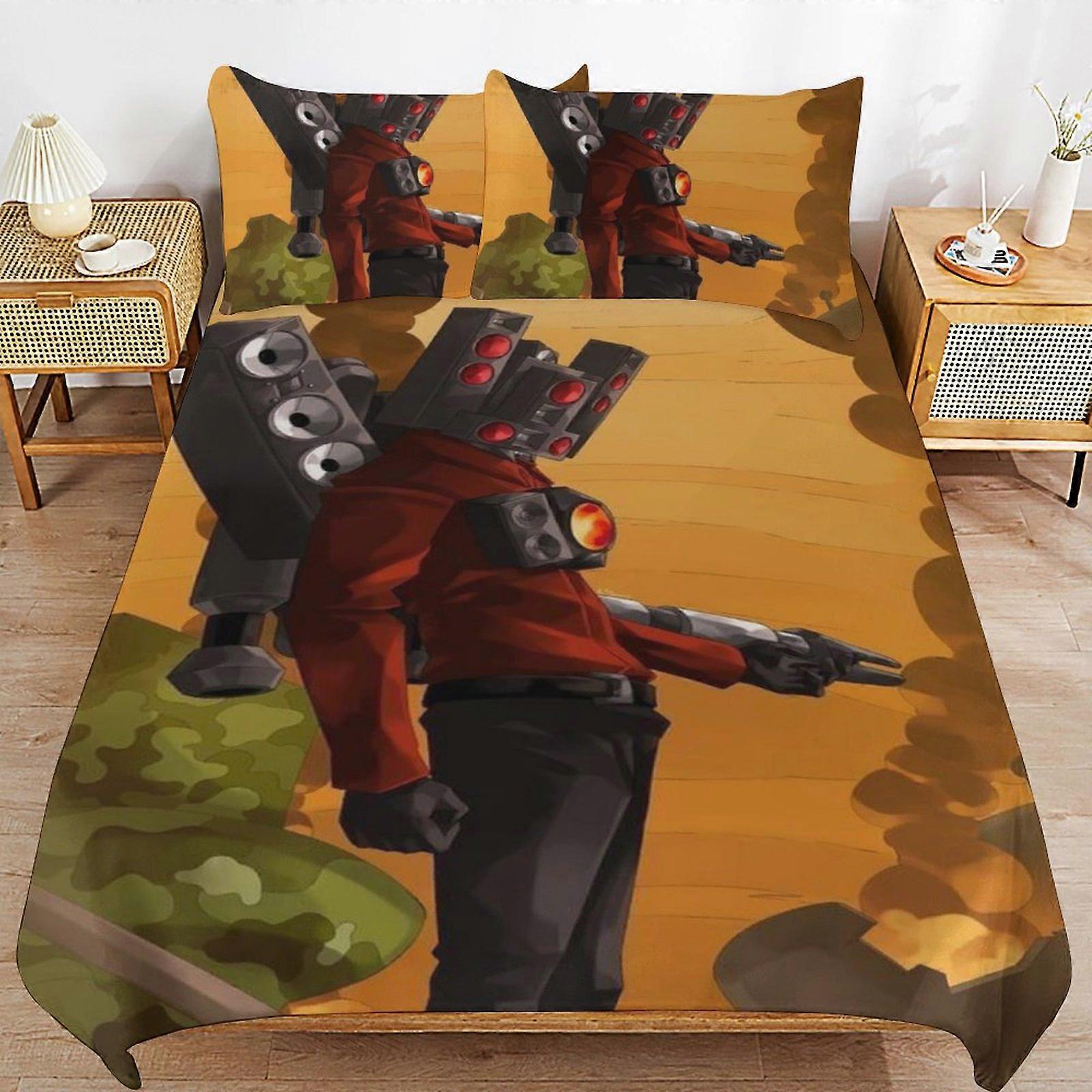 c662 Skibidi Toilet Bedding Set Capa de Edredão Confortável e Leve Cartoon Bedding 3 Piece Bed Set Twin (1 Capa de Edredão e 2 Fronha) hn1245