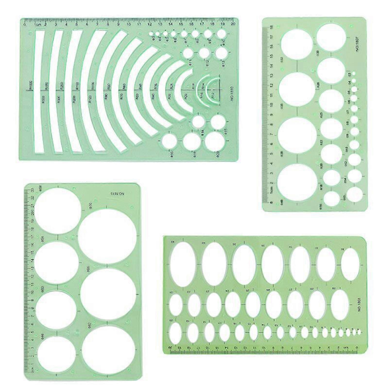 Set of 3/4/6/9/11 Geometric Drawing Template Measuring Ruler Clear ...