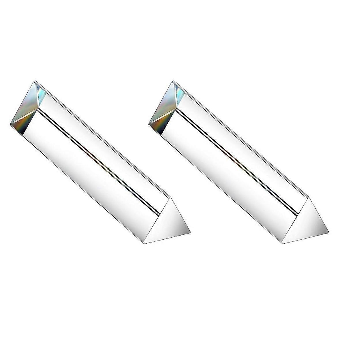 2Pcs 6Inch Crystal Optical Glass Triangular Prism for Photography Effects Physics Teaching Light Sp