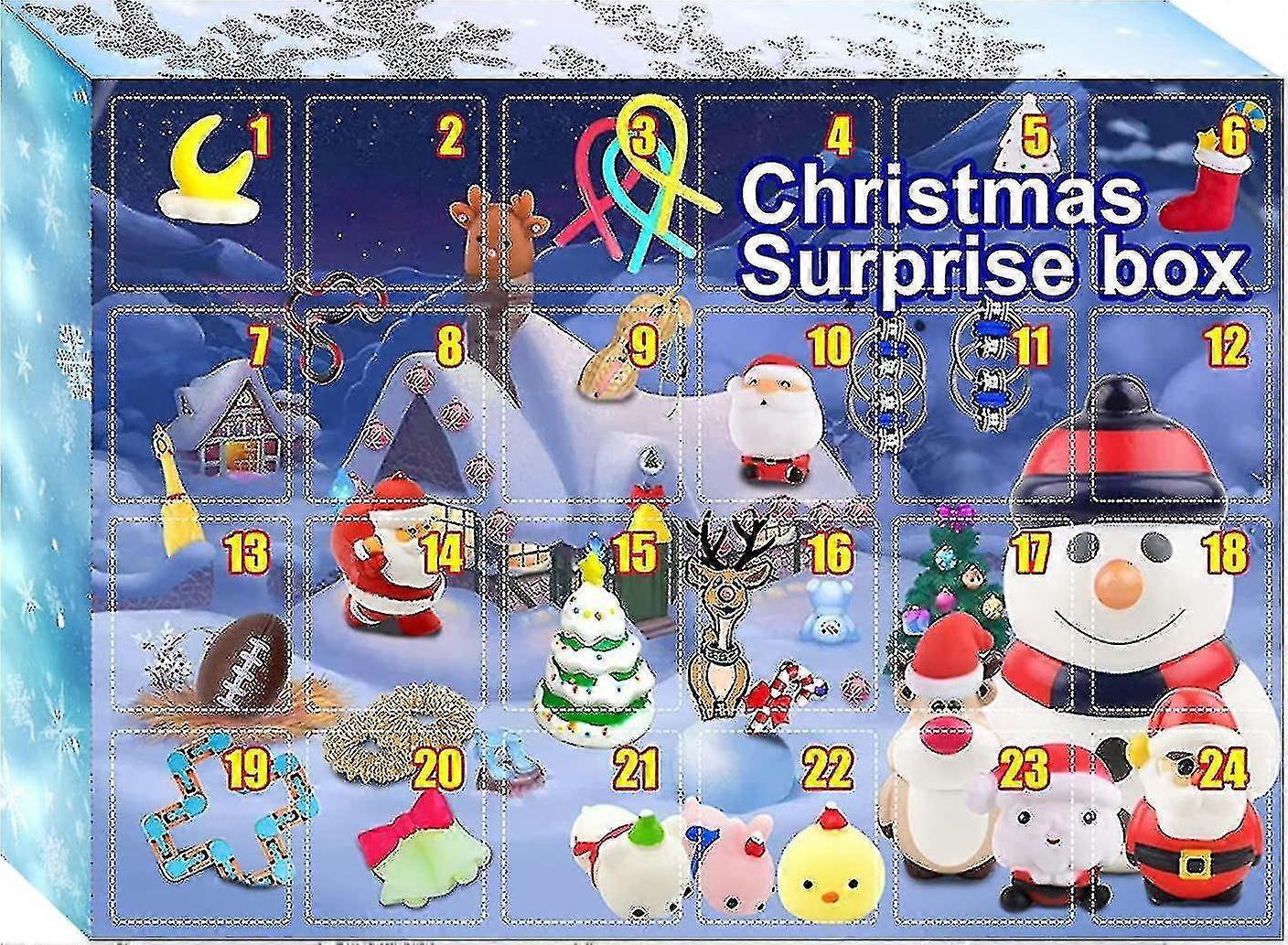 24pcs Sensory Fidget Advent Calendars 2022 Toy Pop Set, Ati-anxiety Kids Fidget Push Pop Bubble Toy Box