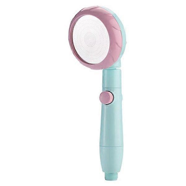 Handheld High Pressure Shower Head with Stop Button - Adjustable Bathroom Nozzle, Durable, Easy Installation, Pink/Green