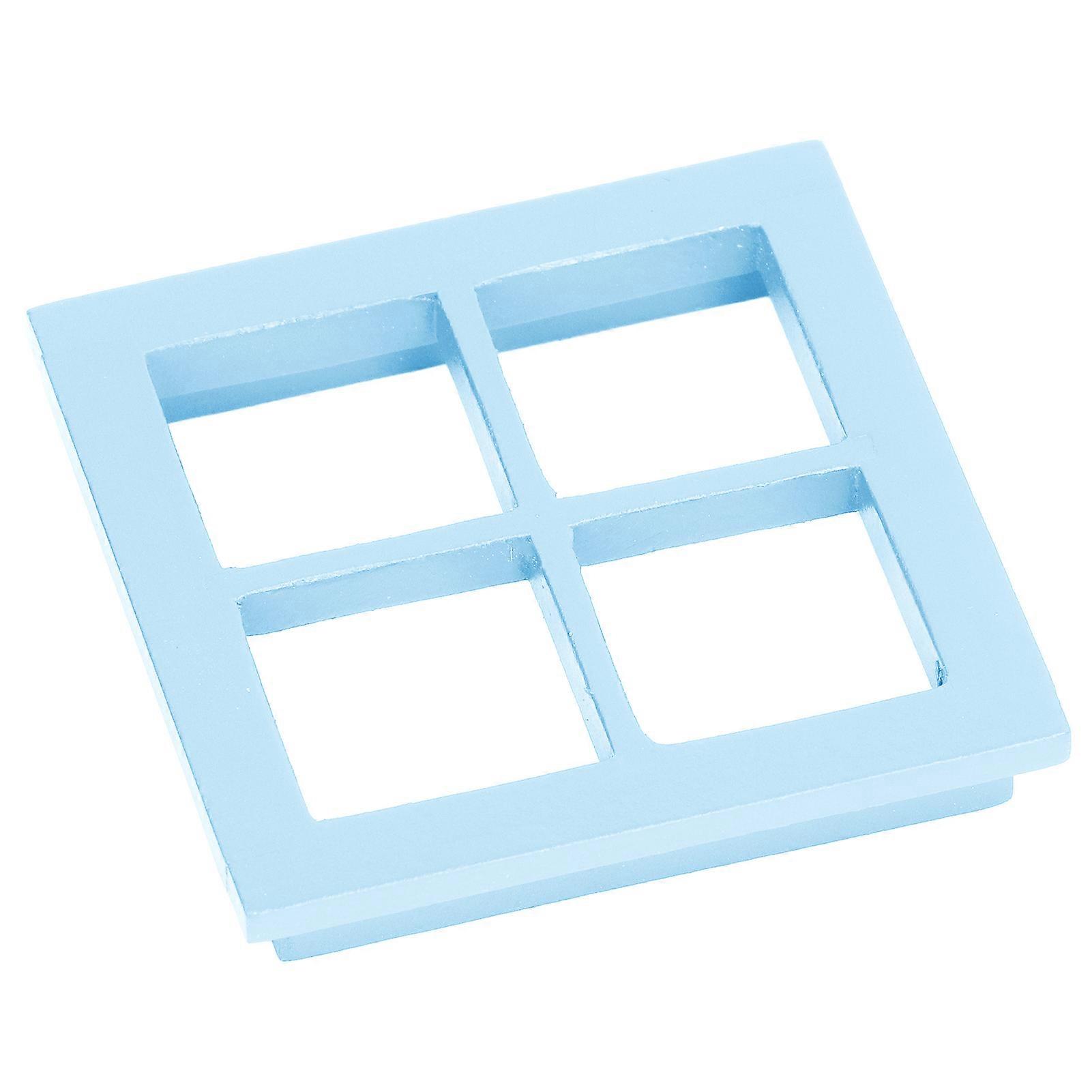 Dollhouse Window 4 Panes Miniature 1:12 Dollhouse Wooden Window Accessories for Ages 7 and UpBlue