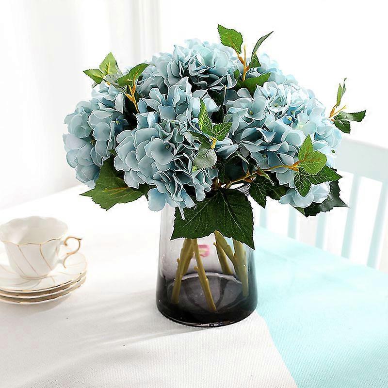 2pcs Silk Hydrangea Faux Flower Head with Stems for Wedding Home Decor