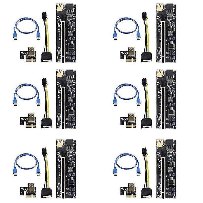 6pcs Pci-e Riser 009s Plus Card Pcie Pci E Extender Gpu X16 Usb 3.0 To 6pin Adapter Cable Riser For
