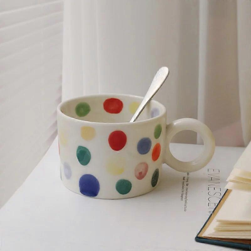 Hand Painted Polka Dot Cute Ceramic Mug Couple Coffee Cup