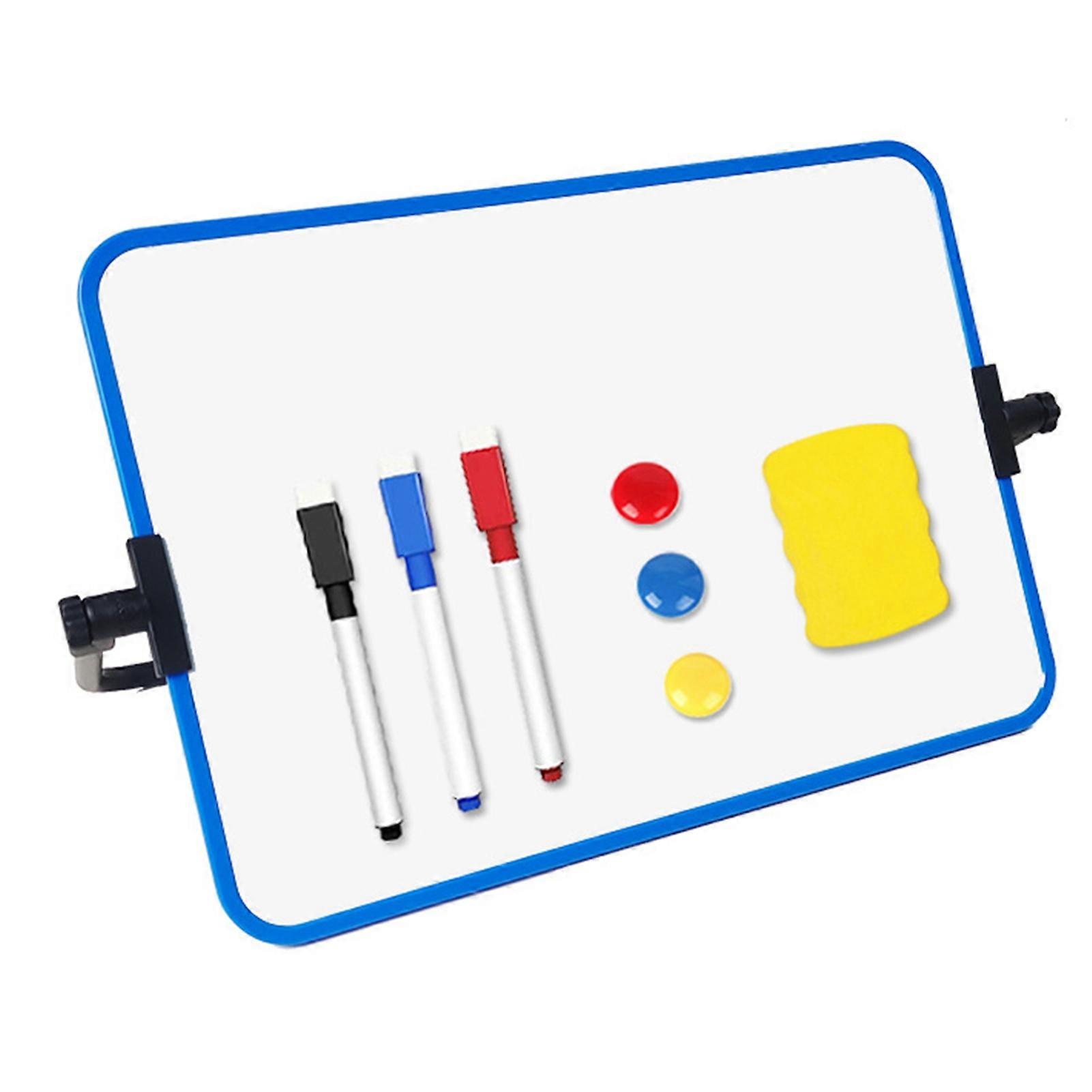 1 Set Magnetic Whiteboard with Bracket Pens Double Sides Erasable Memo Notice Message Presentation Students Teachers Dry Erase White Board School Supp