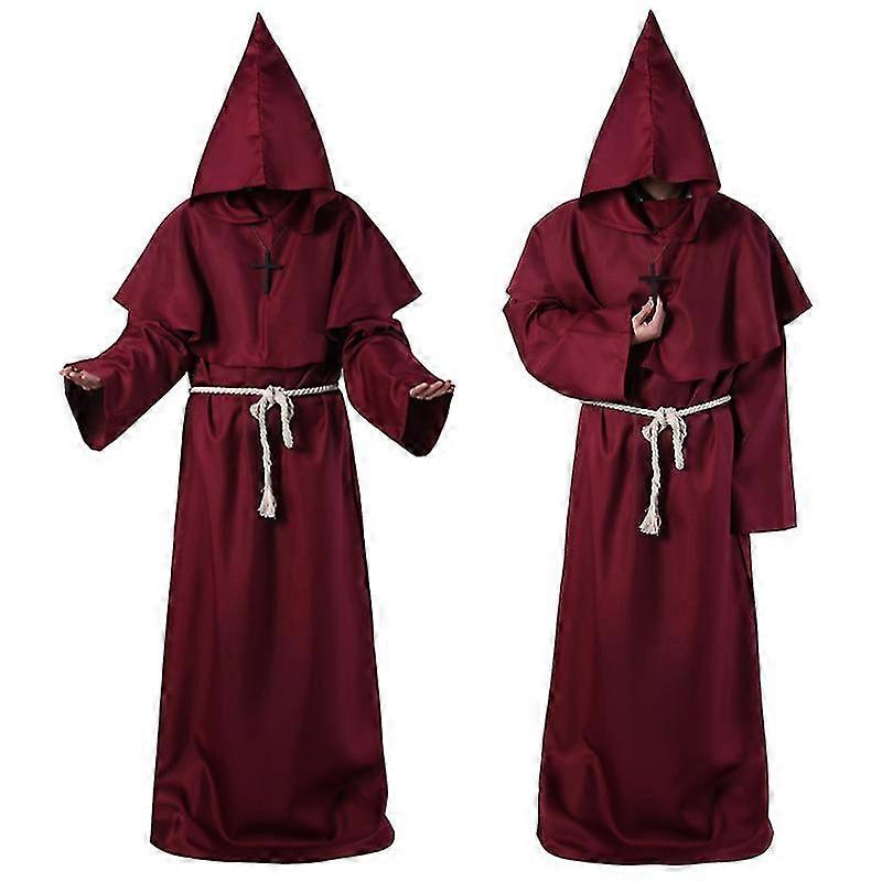 Halloween Medieval Christian Friar Priest Robe Witch Wizard Cloak Cape Party Death Ghost Vampire Devil Cosplay Costumes Clothing