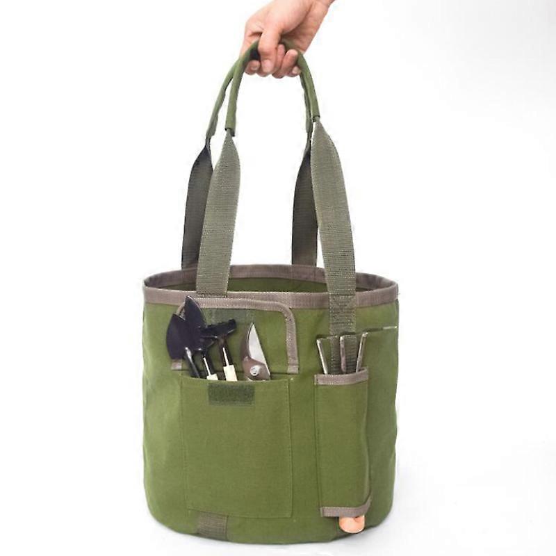 Mimigo Haveredskaber Mulepose med Lommer - Havearrangørspand til kvinder, Fantastisk Robust Lærred, Stort 5 Gallon Værktøjsopbevaringssæt til Gartner (B