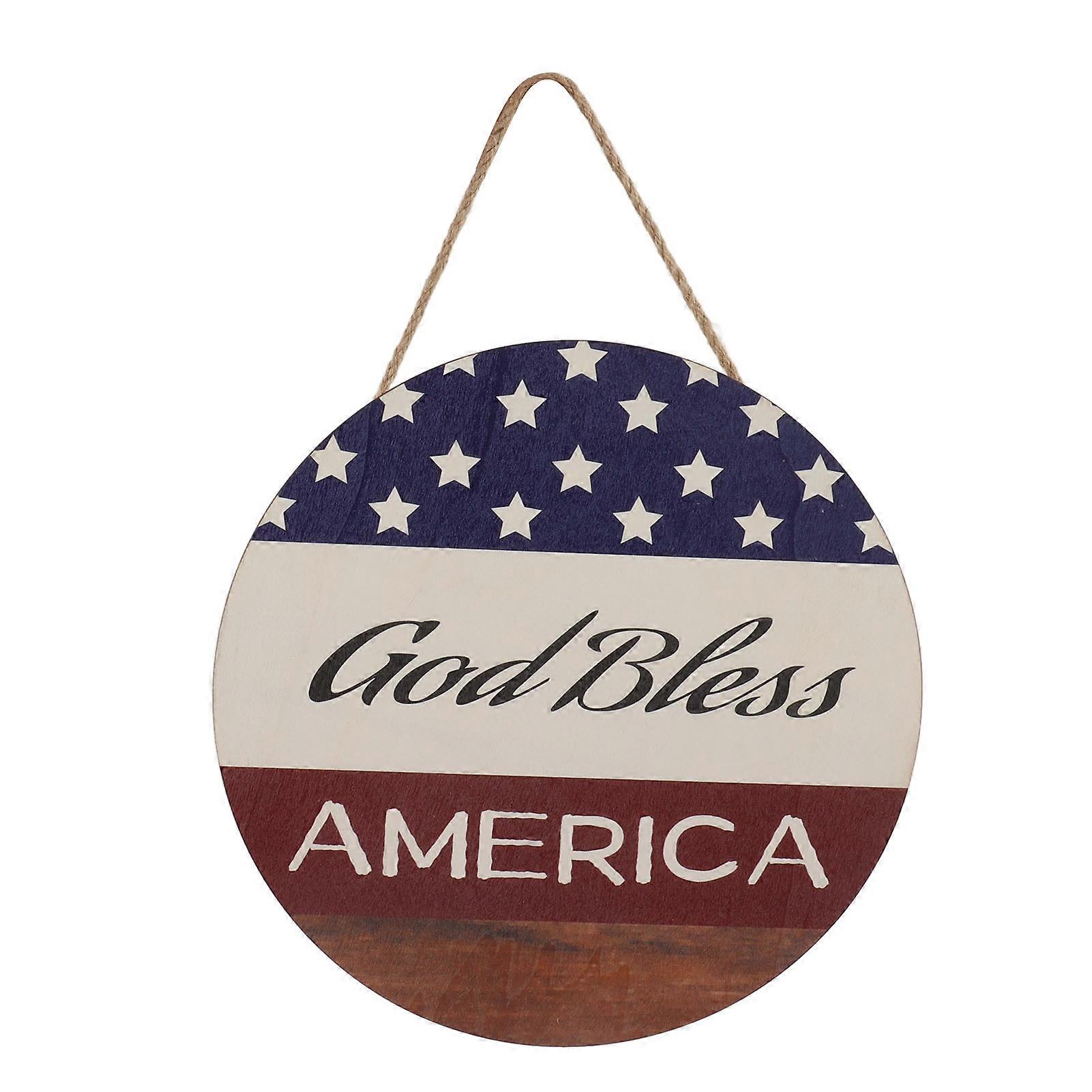 Independence Day Sign Round Decorative Easy Hanging Festive Theme Colorblock Design 4th of July Decorations