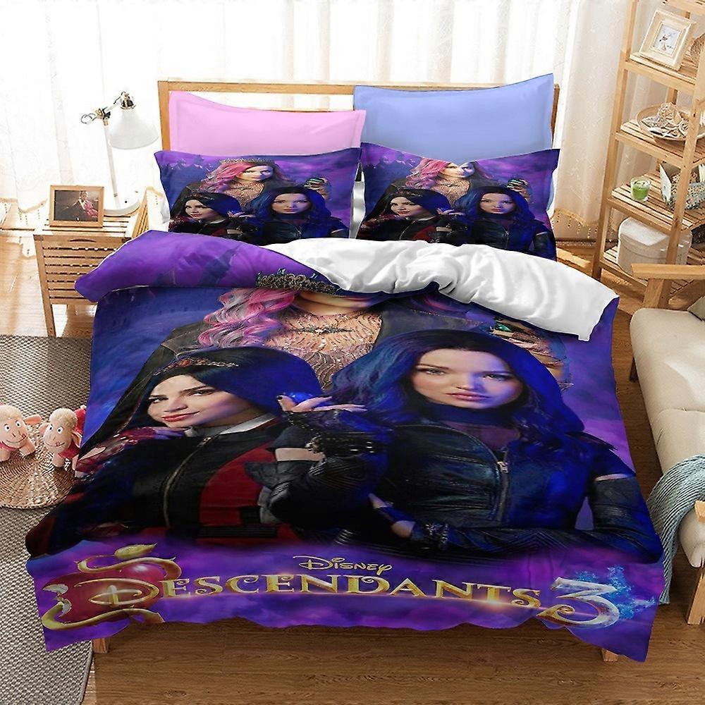 a341 Lakan Scenspel Descendants Sängkläder Set, Descendants 3 Sängkläder Set, Pojkar Flickor Twin Size Täcke Täcke, Påslakan Lakan iip341