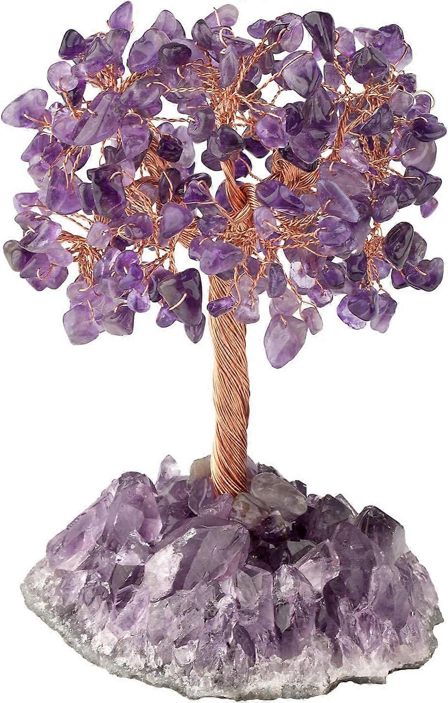 Natural Crystal Tree with Amethyst Cluster Base - Meditation Altar Decor