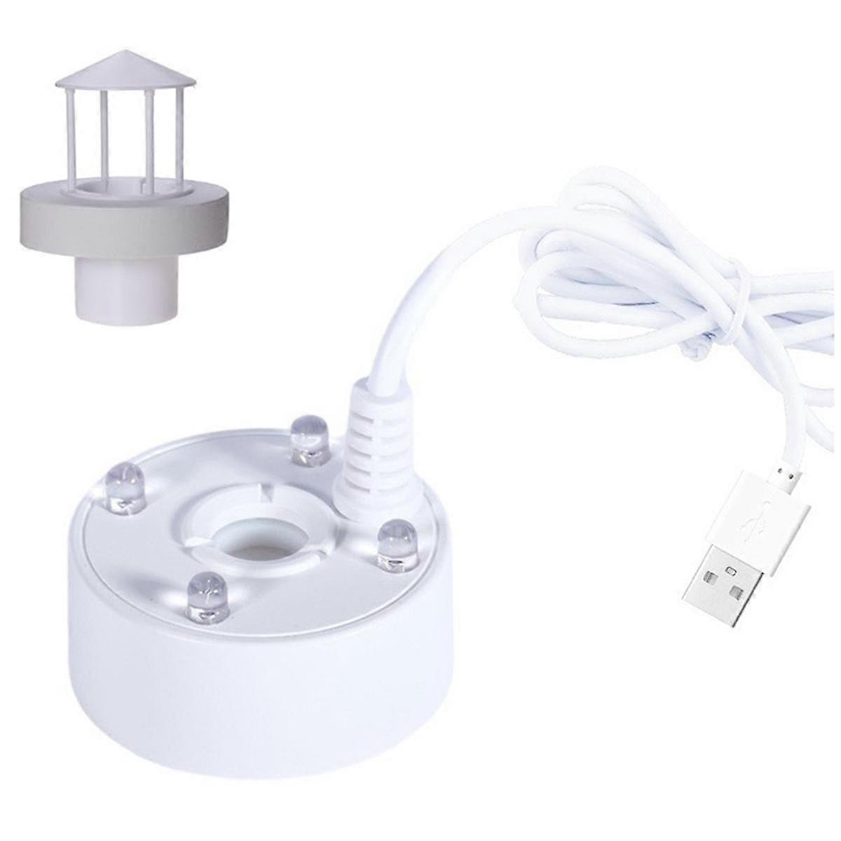Mistmaker, spatbescherming, vlotter, USB-poort, 4-kleurige LED-verlichting, mini-mistmachine, fonteinwaterverstuiver, wit