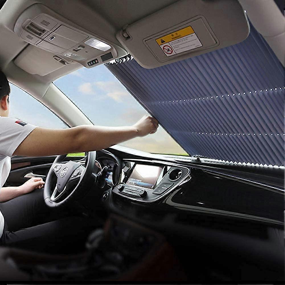 Car Sun Shade, Accordion Style Automatic Retractable Front Windshield Sunshade - 80cm for Truck (Front Window)