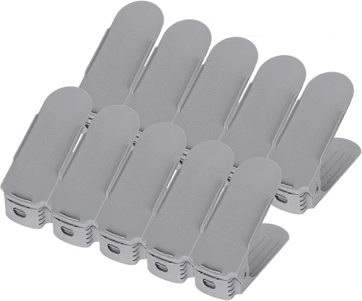 Adjustable Shoe Racks, 10 Pack Adjustable Shoe Stacker Gray Space Saving Non-Slip Adjustable Organizer Shoe Rack