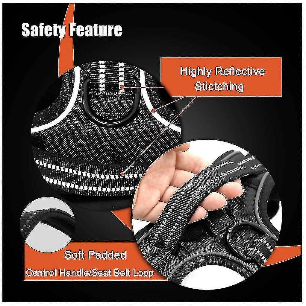 No Pull Dog Harness Reflective Adjustable With 2 Snap Buckles Easy Control Handle