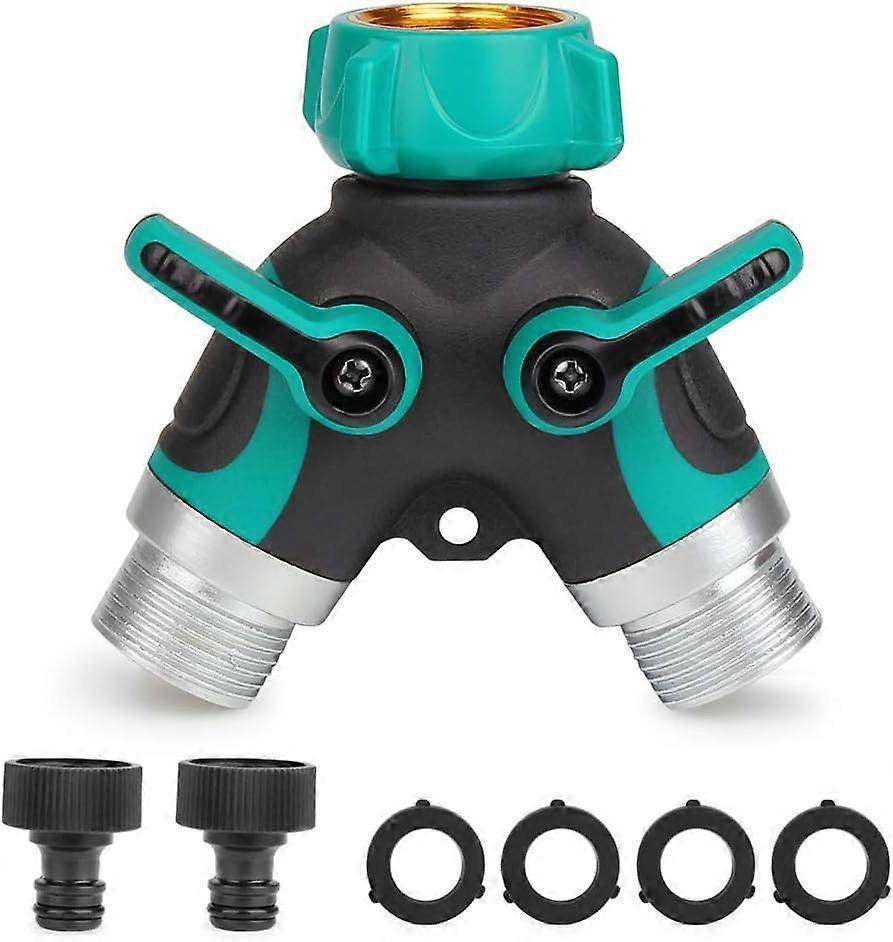 2-Way Distributor Hose Splitter Y-Distributor 3/4 Garden Hose Connector With 2 Outlets 26.5 Mm Valves Adjustable And Lockable Water Flow 2 Connectors