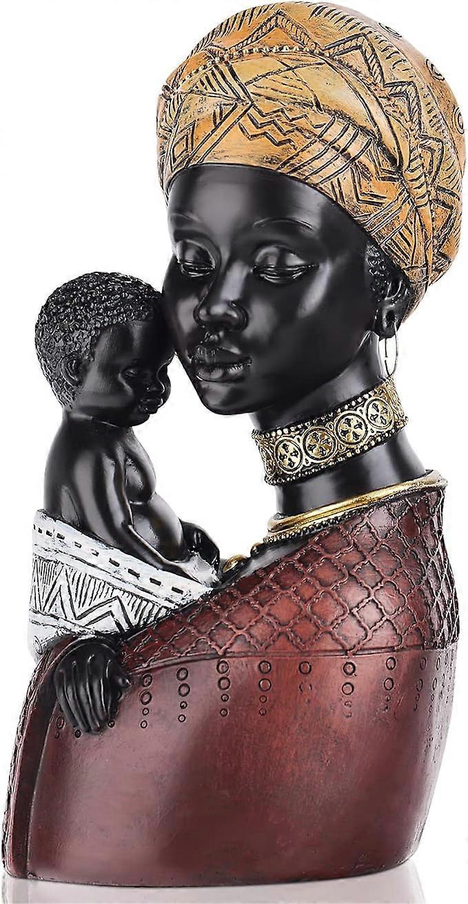 Mère et fils afro-américains Statue, résine sculptée figure peinte à la main, Statue d’Art africain, mère et fils Memorial Statue Thanksgiving cadeau - le W