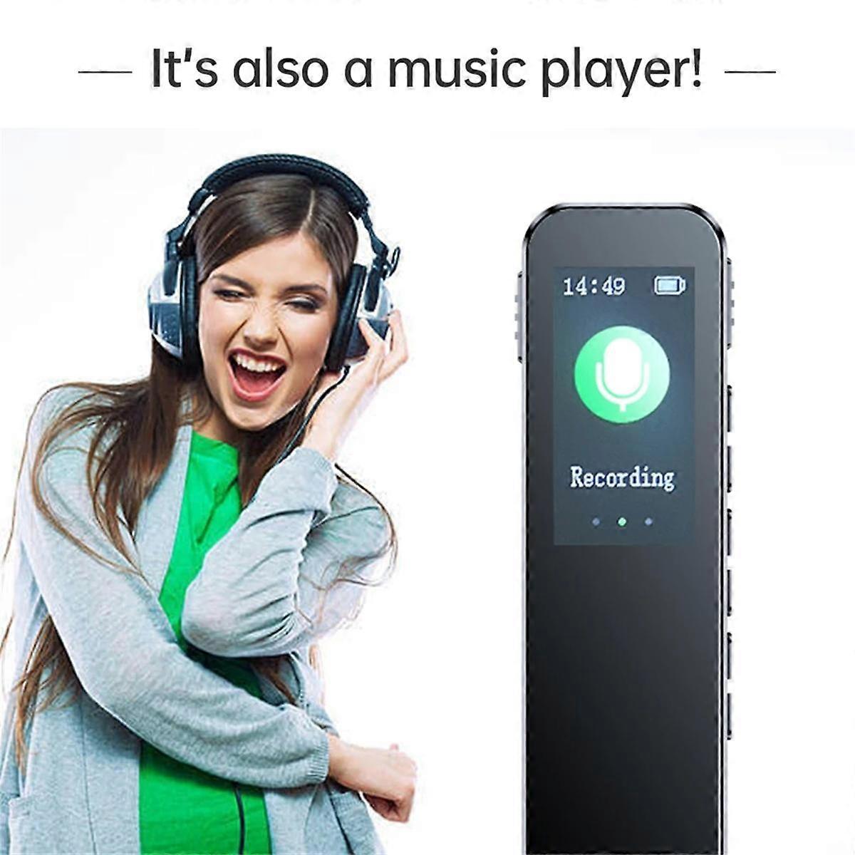 64GB Digital Voice Recorder Noise Reduction Record Payback MP3 Music Player Activated Record 1536KBPS HD Recording