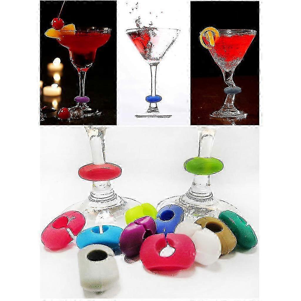36pcs Wine Glass Markers Silicone Drink Glass Charms Tags Labels Signs kb