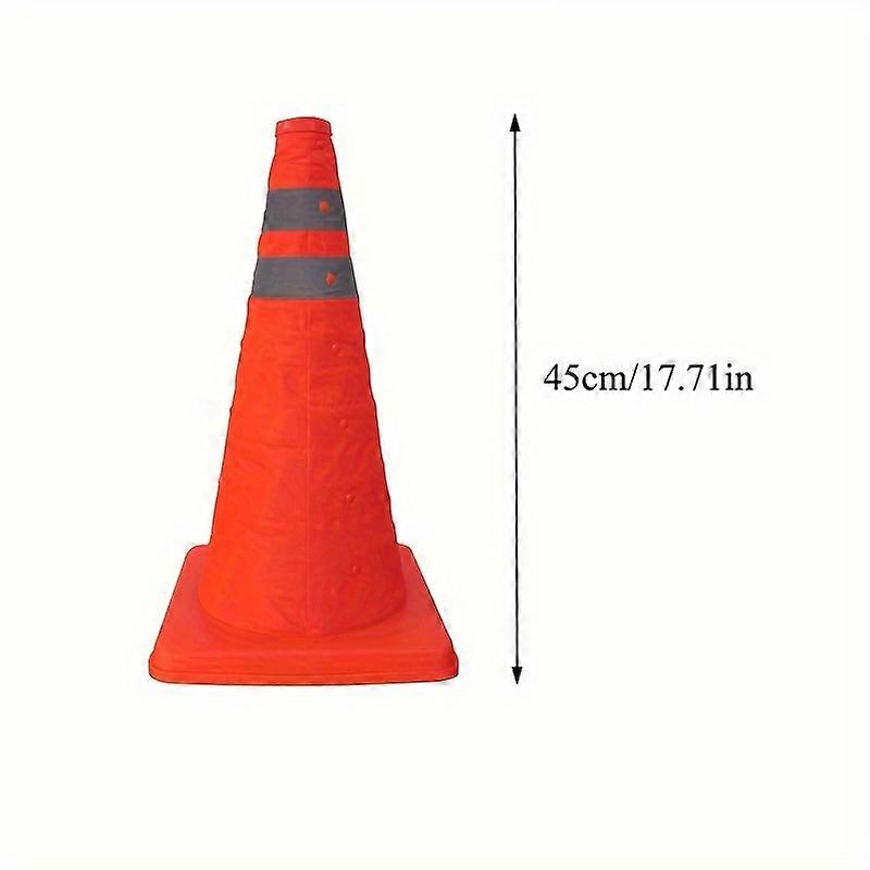 1pc Folding Road Cone, Retractable Road Cone, Safety High-reflective Plastic Cone Cylinder, Traffic Emergency Warning Barrier Column Made Of PP Materi