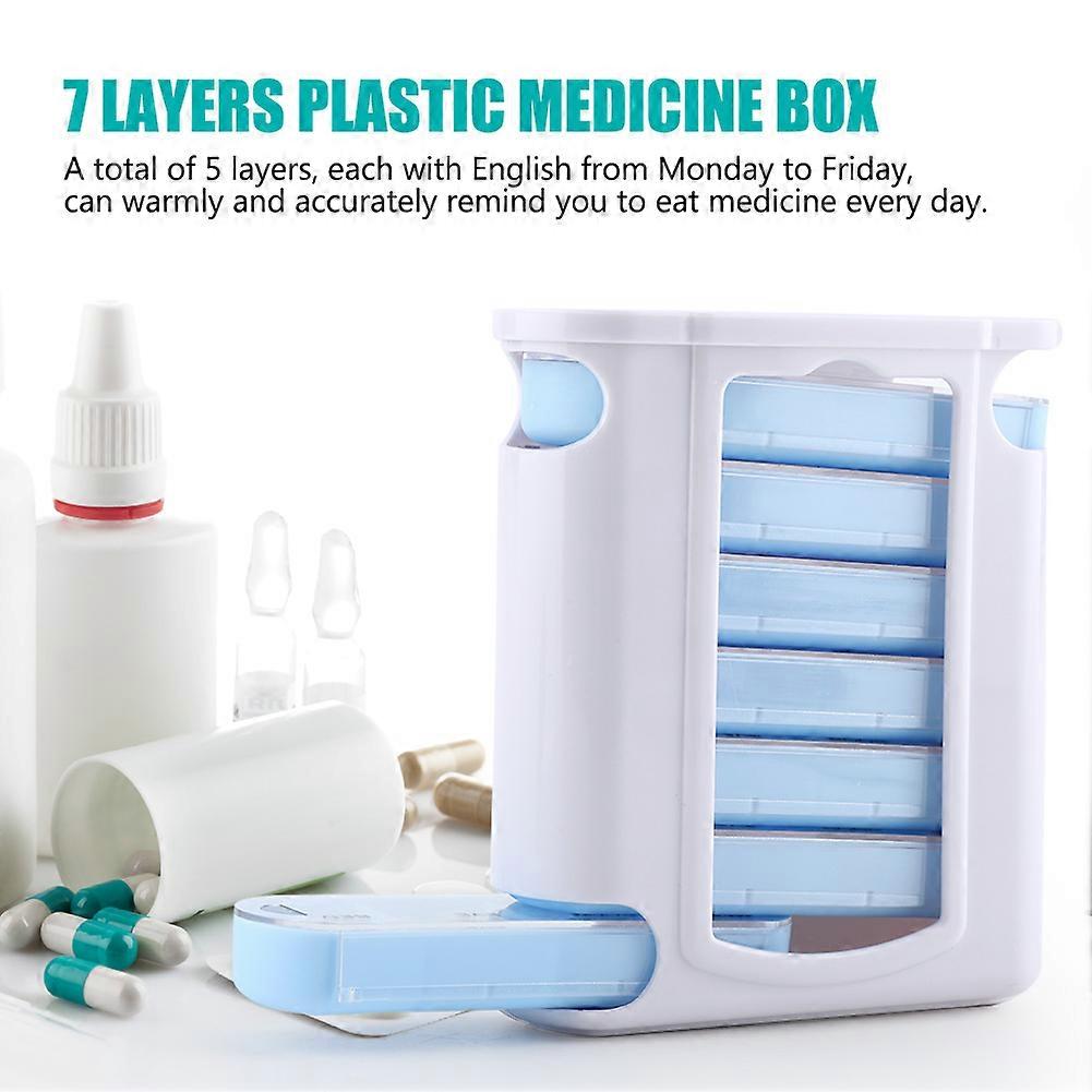 Portable 7-Layer Plastic Medicine Storage Box for Daily Reminders and Travel