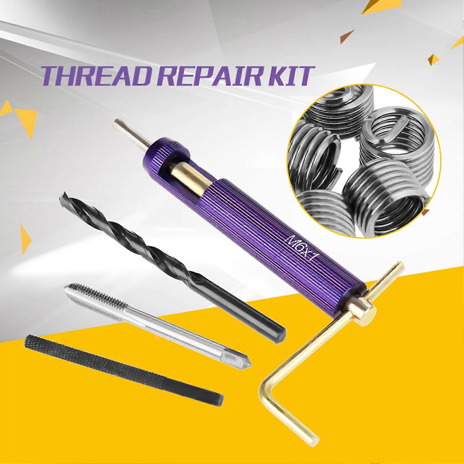 M6 Thread Repair Kit Stainless Steel Wire Thread Insert Combination Tool Set