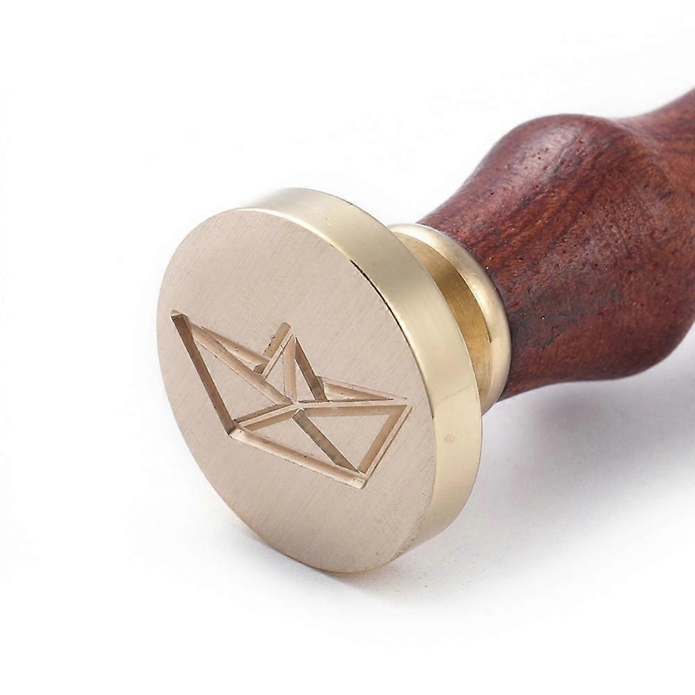 1pc DIY Scrapbook Brass Wax Seal Stamp and Wood Handle Sets Paper Boat Golden