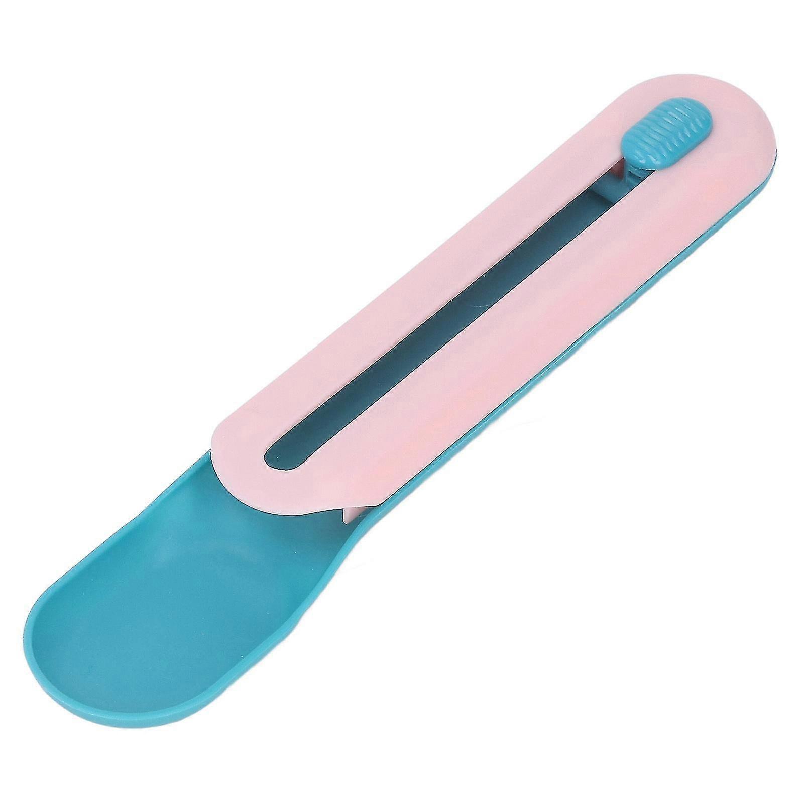 Practical Cat Snack Spoon for Pet Feeding - Blue Spoon with Pink Handle