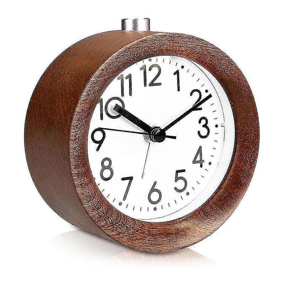 Analog Wood Alarm Clock With Snooze - Retro Clock With Alarm Light