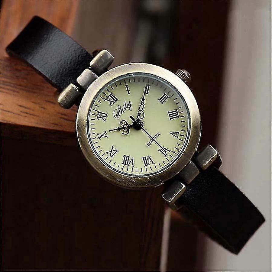 Läder Kvinnlig Vintage Klocka-yujia