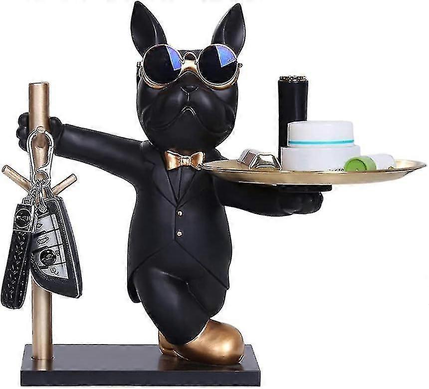 الفرنسية البلدغ زخرفة الراتنج بارد تمثال تخزين صينية البلدغ عملة البنك مدخل زخرفة الفرنسية البلدغ مفتاح وجبة خفيفة حامل ديكور المنزل اكسسو