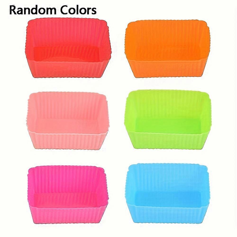 6pcs Rectangular Silicone Cupcake Cups, Cupcake Cups, Reusable Cupcake Liners, Cupcake Molds, Pudding Molds, Baking Tools, Kitchen Utensils, Kitchen A
