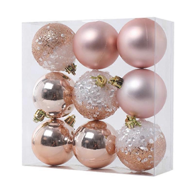 9 PCS Christmas Ball Ornaments xmas Tree Decorations Hanging Balls New Year - 2.36inch, Champagne