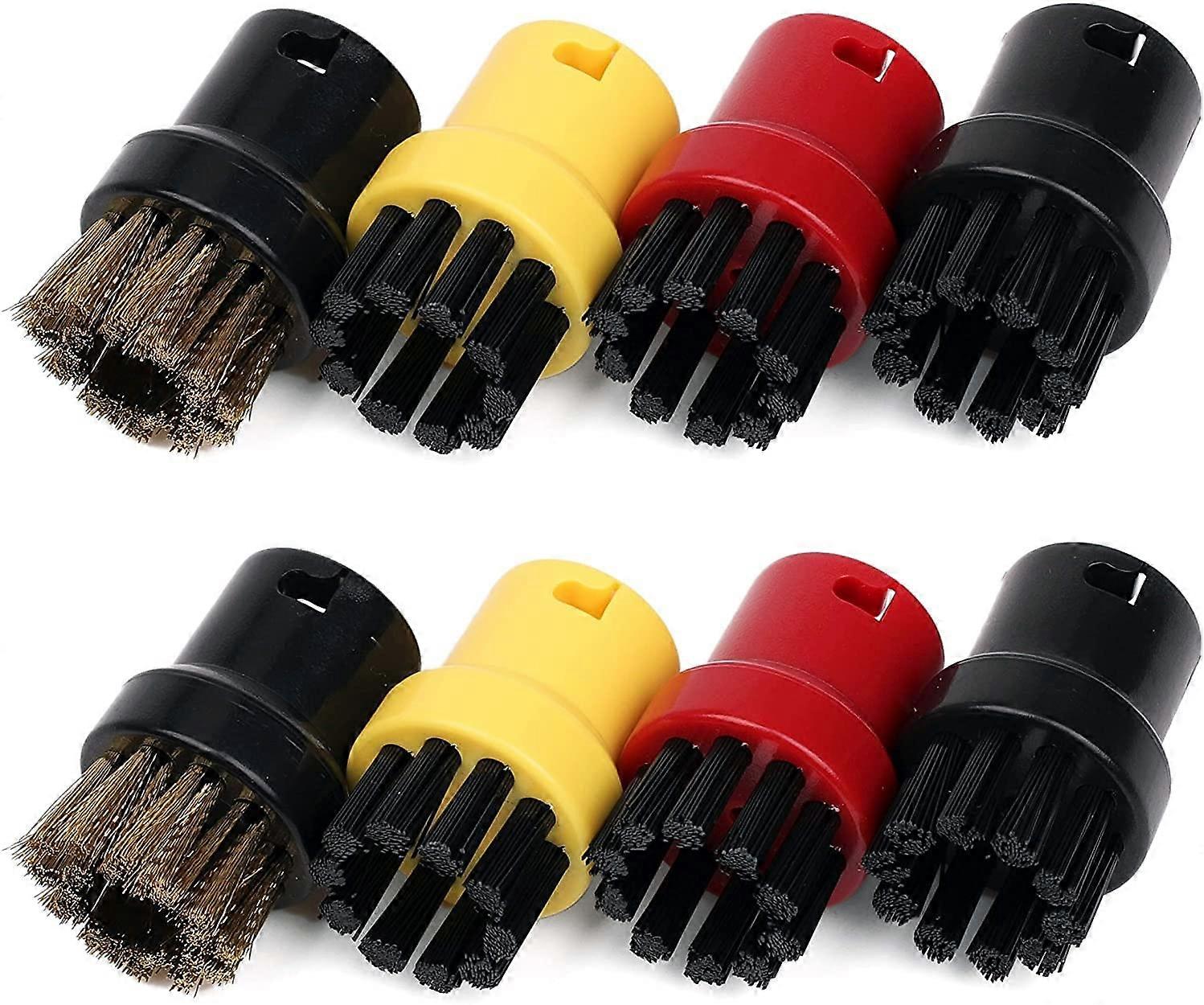 Fong Set of 8 Steam Cleaning Brushes for Krcher SC1 SC2 CTK10 SC3 SC4 SC5 SC7, Round Nylon Brass Steam Cleaner Brushes