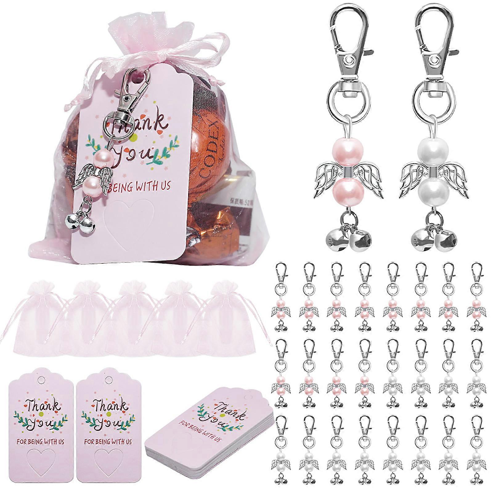 Angel Keychains with Thank You Tags Drawstring Yarn Bag Set Accessory