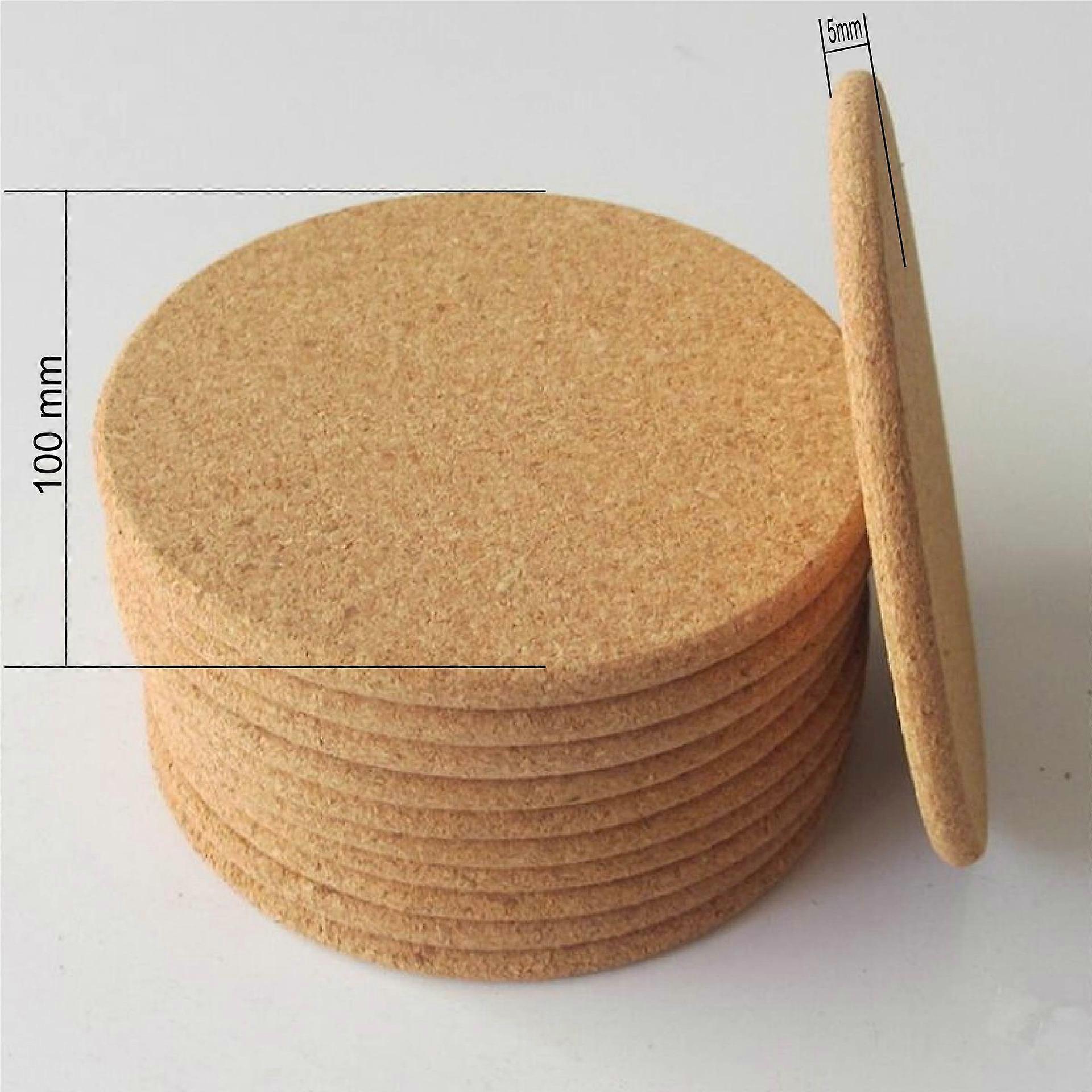 cork coaster round set of 10 for dining table and bar diameter 10cm thick 5mm