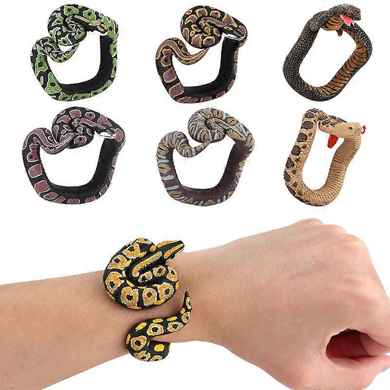 7Pcs Snake Python Bracelet Simulation Animal Model Figure Plastic Fun Prank Gift For Kids Educational Children's