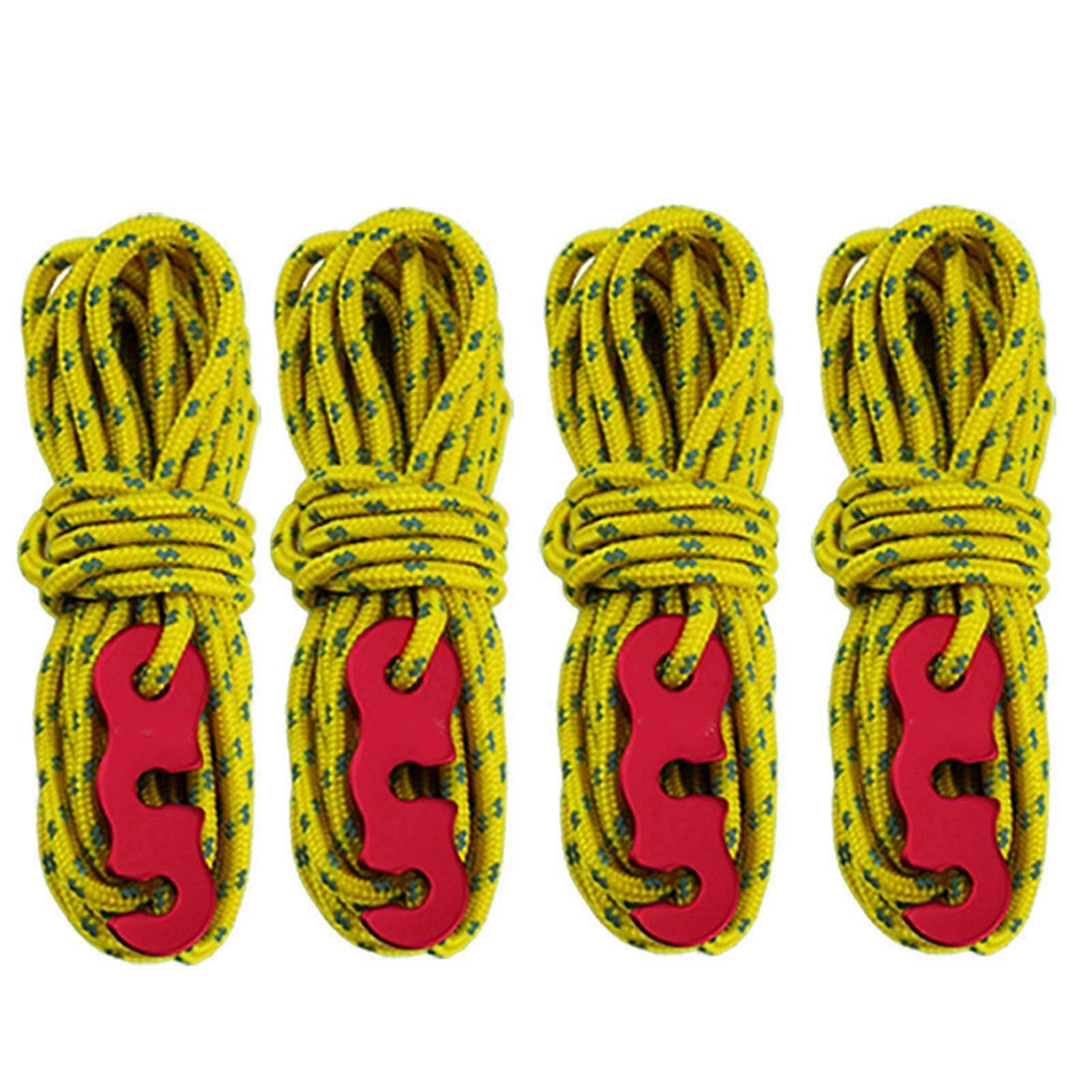 3mm Reflective Tent Cords with Rope Tensioners Adjuster Set of 4 Light Nylon Camp Cord with Wind