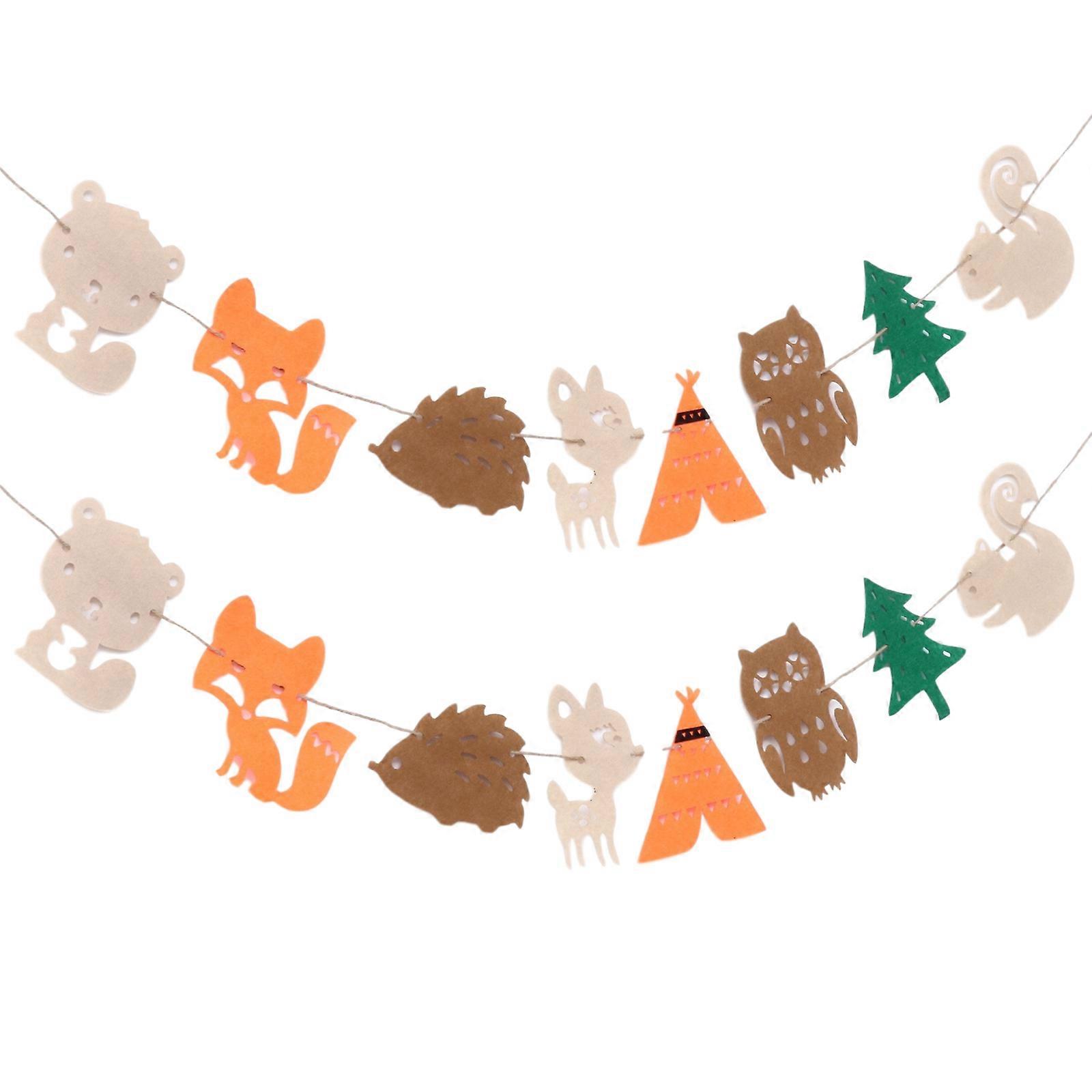 2pcs Birthday Party Banner Decorative Background String Flags Ornament for Kid