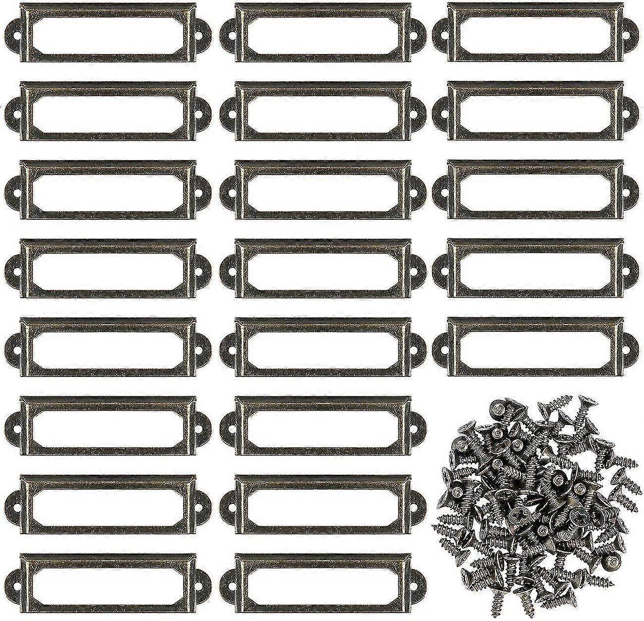 家具引き出しキャビネットカードネームプレート用ネジ付き50pcs金属ラベルホルダー - ブロンズ