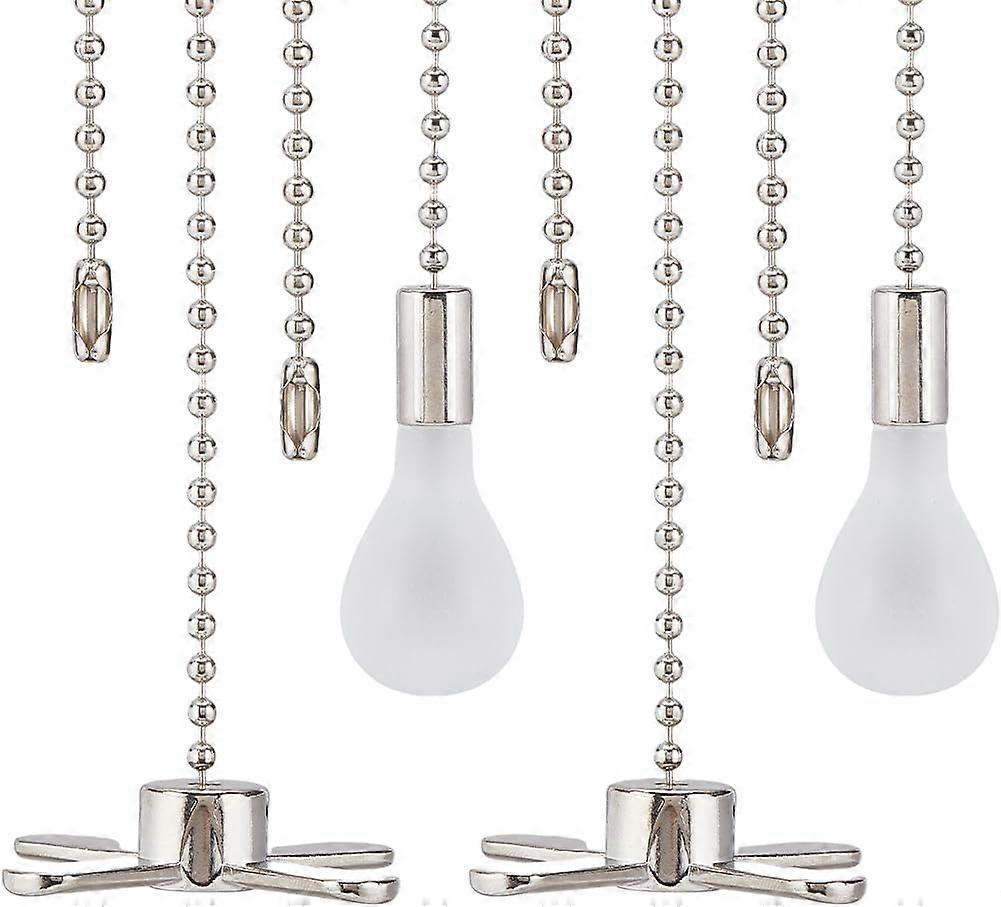 4Pcs Ceiling Fan Pull Chain Extenders Decorative Frosted Bulb and Fan Light Pull String Chain Set Beaded Ball Extension Pendant for Ceiling Fan Lamp a
