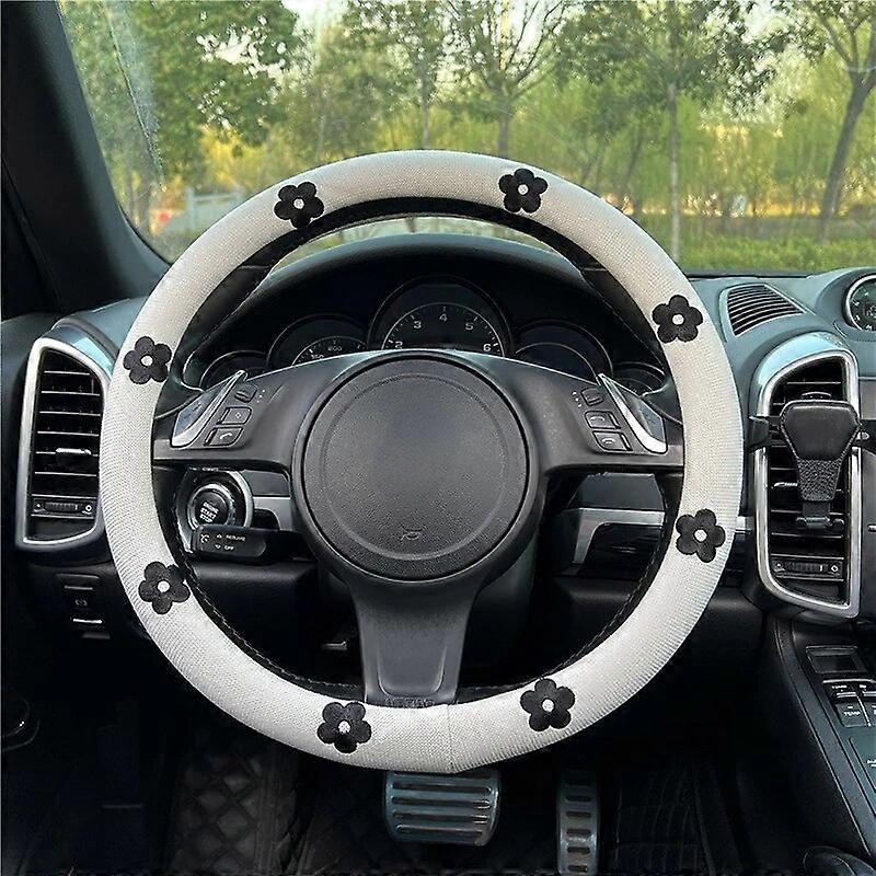 כיסוי גלגל ההגה לרכב פרחי דייזי נגד החלקה סופג זיעה כיסוי ידית לרכב גלגל הגה אוניברסלי כיסויים אלסטיים