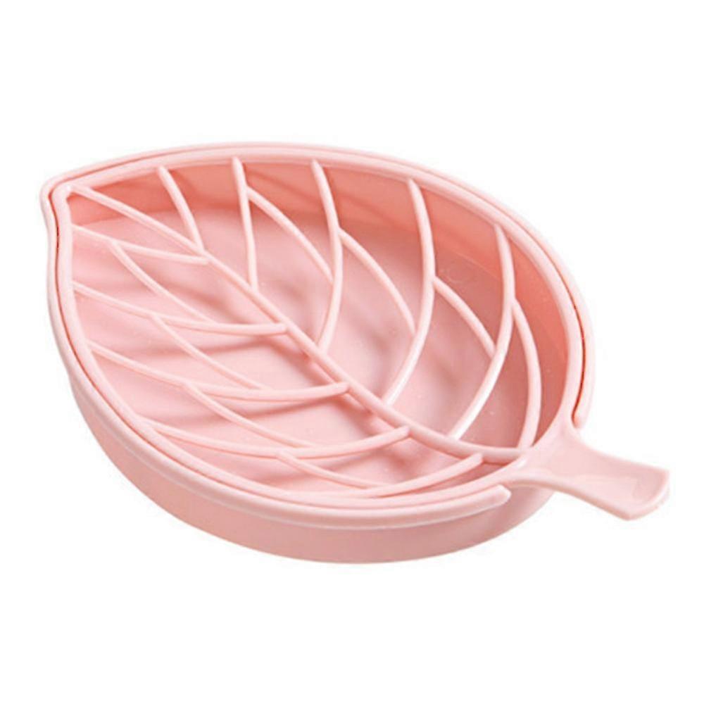 Creative Leaf Drain Double Soap Box (Pink 1Pcs)