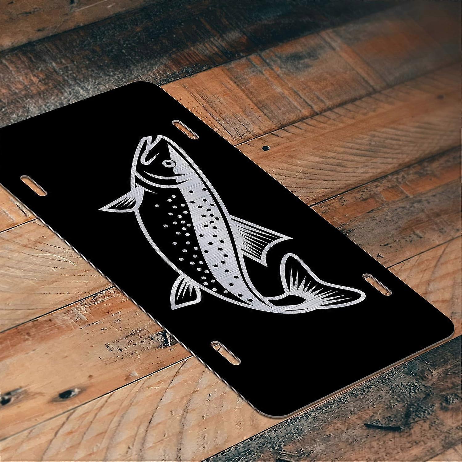 Placa de Licença de Alumínio Gravada para Pesca de Trutas | 6 polegadas por 12 polegadas | Carro Caminhão RV Trailer Wall Shop Man Cave | VLP750